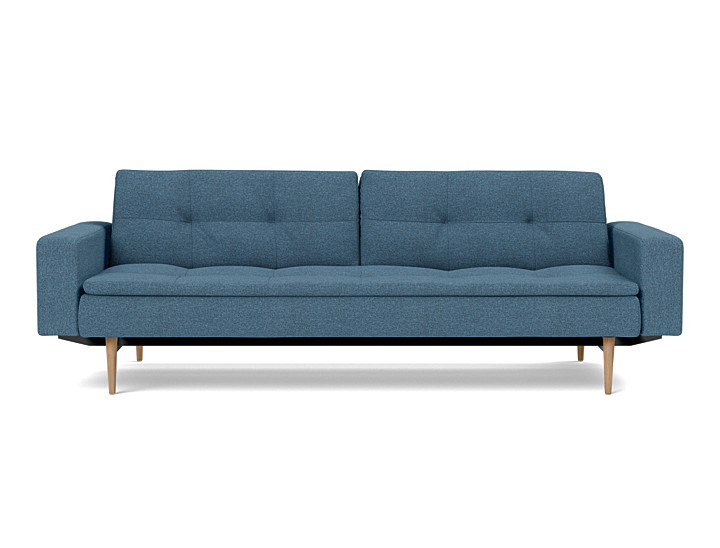Canapea extensibila cu brate Dublexo Styletto Light Wood 115x210cm, tesatura la alegere