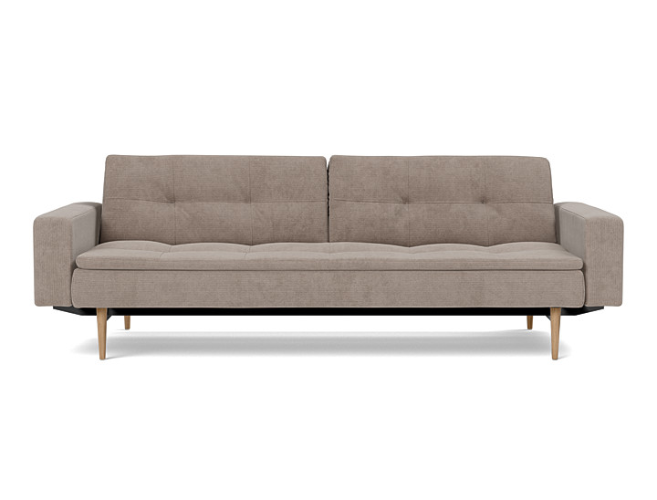 Canapea extensibila cu brate Dublexo Styletto Dark Wood 115x210cm, tesatura la alegere