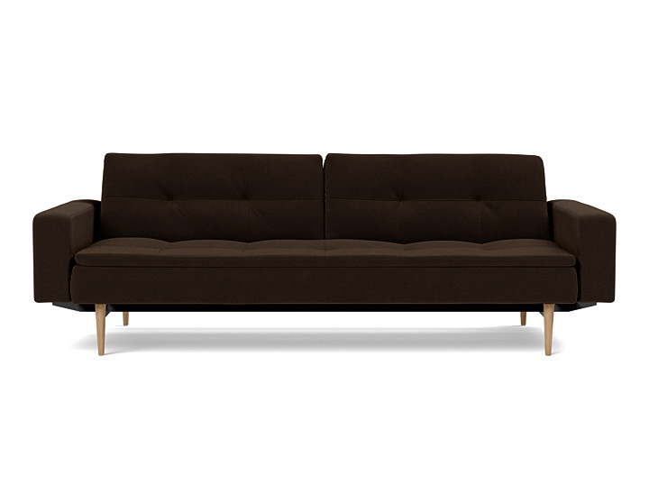 Canapea extensibila cu brate Dublexo Styletto Black Wood 115x210cm, tesatura la alegere