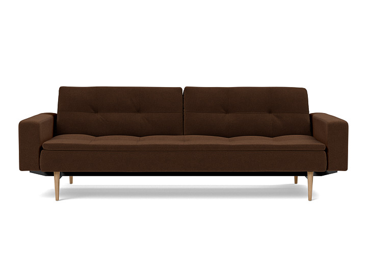 Canapea extensibila cu brate Dublexo Styletto Black Wood 115x210cm, tesatura la alegere