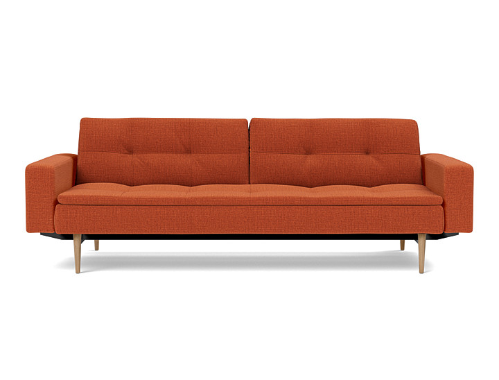 Canapea extensibila cu brate Dublexo Styletto Dark Wood 115x210cm, tesatura la alegere