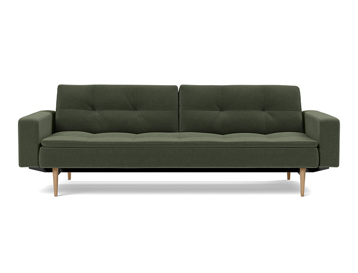 Canapea extensibila cu brate Dublexo Styletto Dark Wood 115x210cm, tesatura la alegere