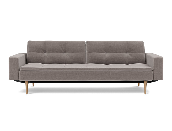 Canapea extensibila cu brate Dublexo Styletto Dark Wood 115x210cm, tesatura la alegere