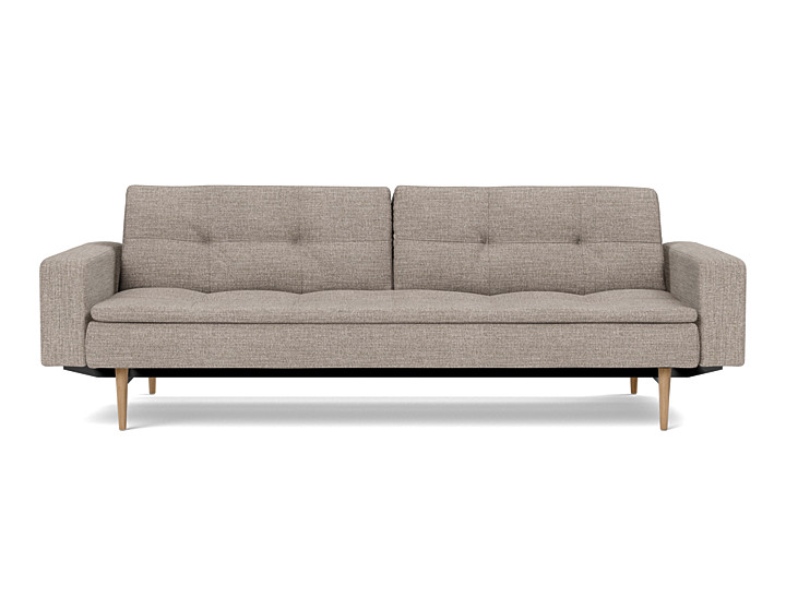 Canapea extensibila cu brate Dublexo Styletto Dark Wood 115x210cm, tesatura la alegere
