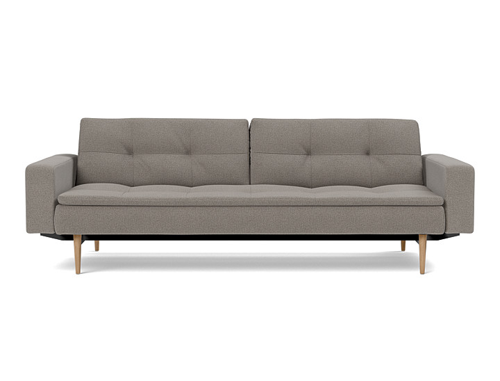 Canapea extensibila cu brate Dublexo Styletto Light Wood 115x210cm, tesatura la alegere