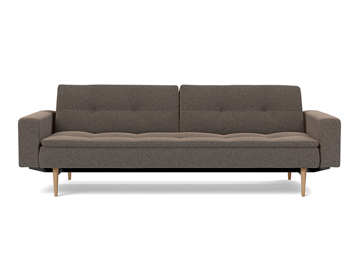 Canapea extensibila cu brate Dublexo Styletto Dark Wood 115x210cm, tesatura la alegere