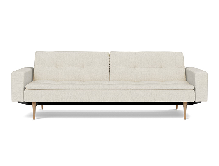 Canapea extensibila cu brate Dublexo Styletto Dark Wood 115x210cm, tesatura la alegere
