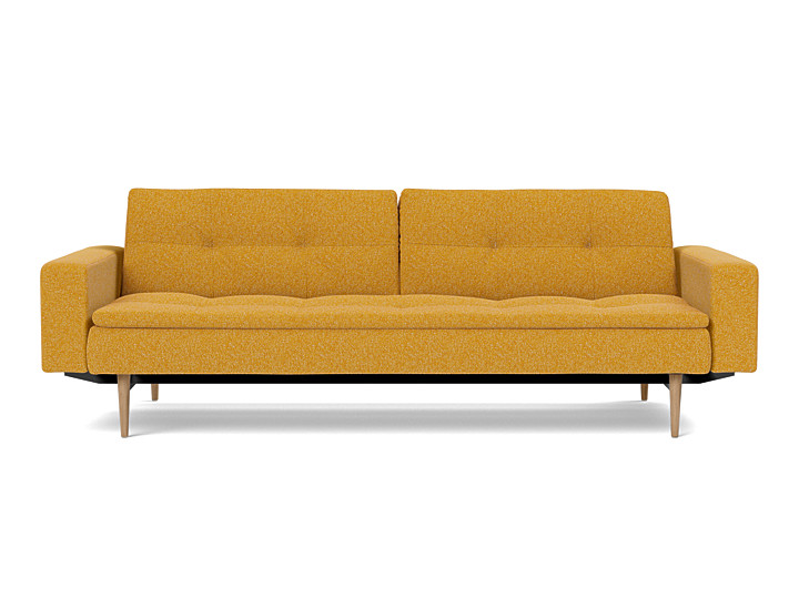 Canapea extensibila cu brate Dublexo Styletto Dark Wood 115x210cm, tesatura la alegere
