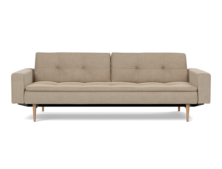 Canapea extensibila cu brate Dublexo Styletto Dark Wood 115x210cm, tesatura la alegere