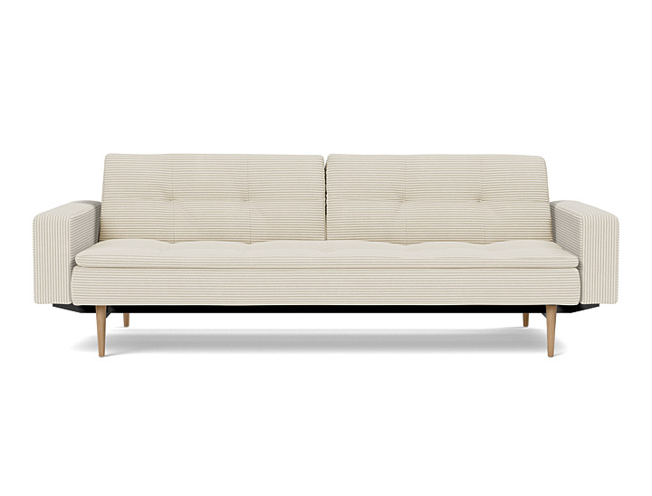 Canapea extensibila cu brate Dublexo Styletto Dark Wood 115x210cm, tesatura la alegere