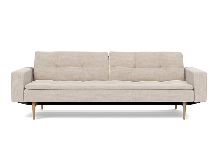 Canapea extensibila cu brate Dublexo Styletto Dark Wood 115x210cm, tesatura la alegere