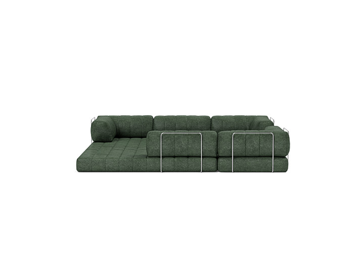 Canapea extensibila de colt CozyPad cu brate 312x312cm, tesatura la alegere