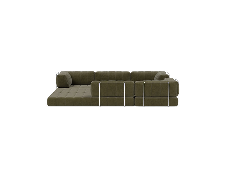 Canapea extensibila de colt CozyPad cu brate 312x312cm, tesatura la alegere