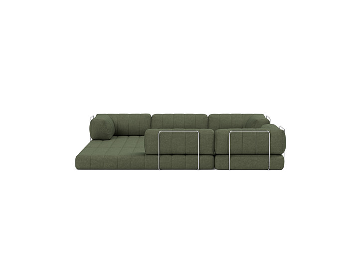 Canapea extensibila de colt CozyPad cu brate 312x312cm, tesatura la alegere