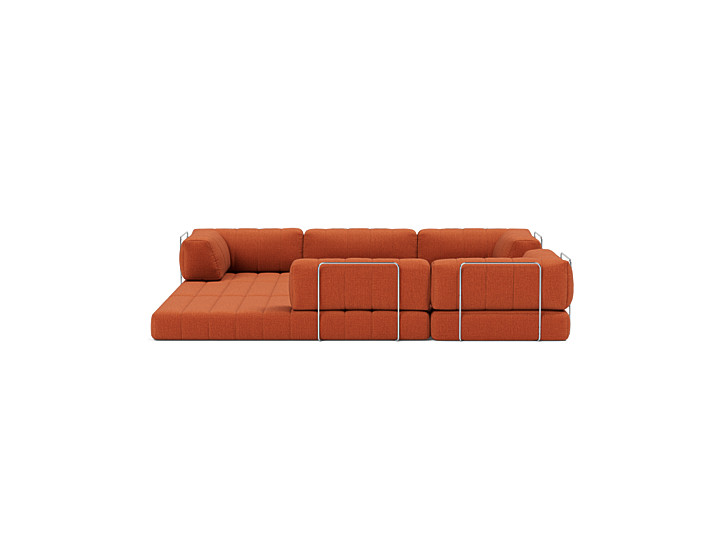 Canapea extensibila de colt CozyPad cu brate Esina Rust Orange 312x312cm