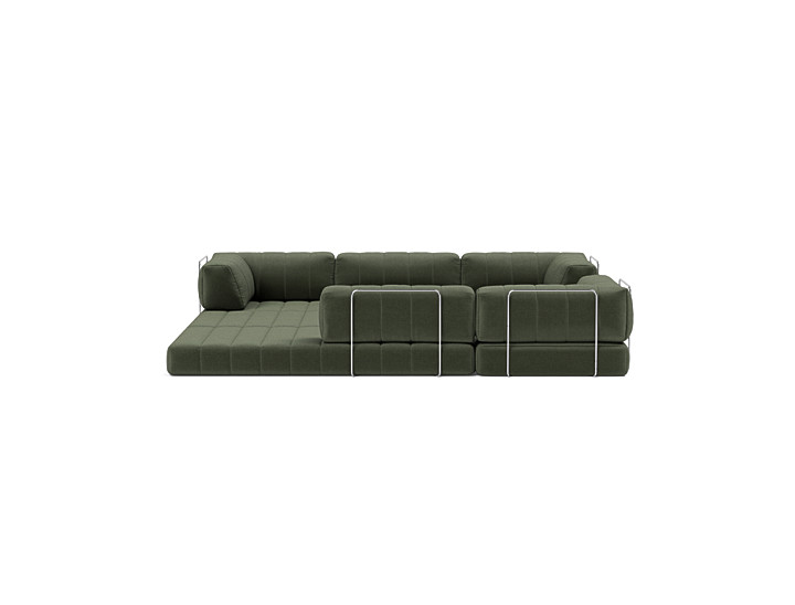 Canapea extensibila de colt CozyPad cu brate 312x312cm, tesatura la alegere