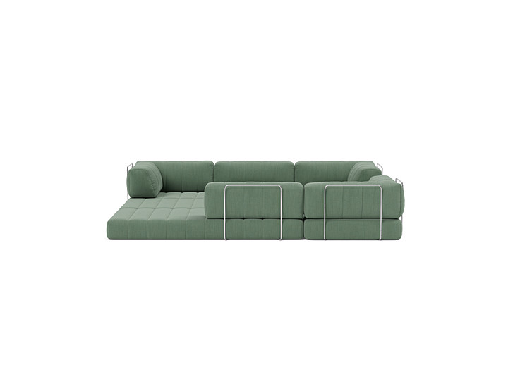Canapea extensibila de colt CozyPad cu brate 312x312cm, tesatura la alegere