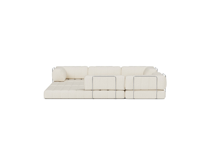 Canapea extensibila de colt CozyPad cu brate 312x312cm, tesatura la alegere