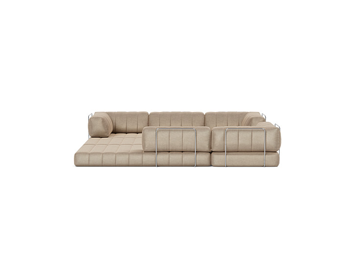 Canapea extensibila de colt CozyPad cu brate 312x312cm, tesatura la alegere