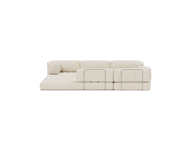 Canapea extensibila de colt CozyPad cu brate Corduroy Ivory 312x312cm