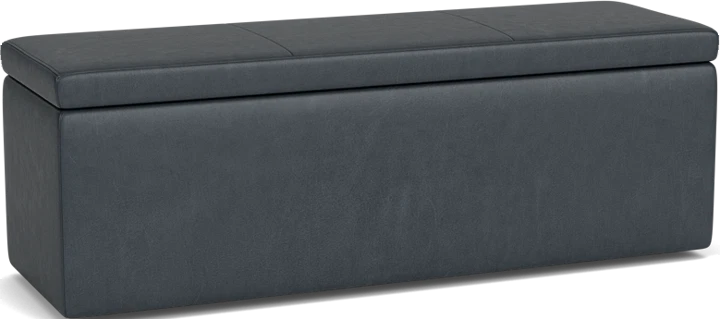 Lind 56w 20d 18h Storage Ottoman in Vento Ink Leather
