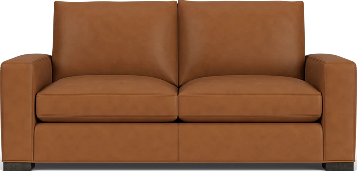 Metro 75" Sofa in Pesaro Cognac Leather w/Charcoal Legs