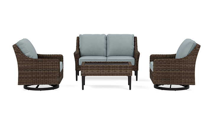 Harriet Light Grey Wicker Outdoor Patio Furniture Yardbird Grey Wicker Outdoor Patio Furniture, Outdoor Wicker Gliders