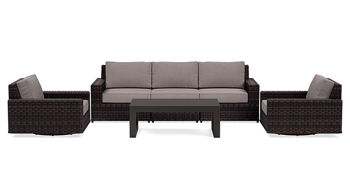 Langdon Outdoor Wicker Sofa Set with Swivel Chairs | Yardbird