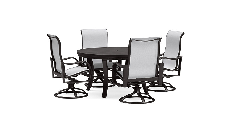 Pepin 5 Piece Circular Outdoor Dining, Round Outdoor Dining Sets With Swivel Chairs