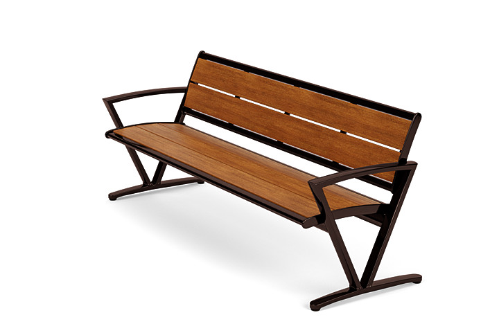 Seascape 6' Bench with Back Portable - Triangular Arms - Texacraft