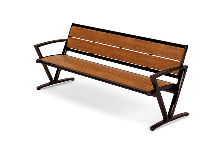 Seascape 6' Bench with Back Portable - Triangular Arms - Texacraft