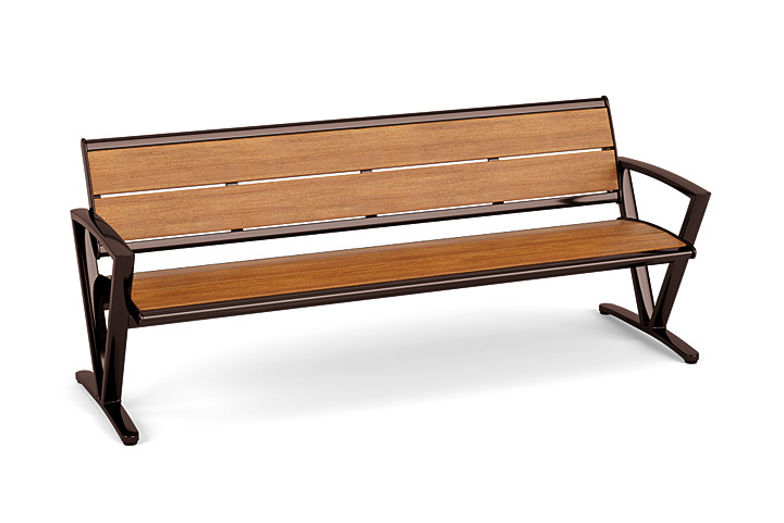 Seascape 6' Bench with Back Portable - Triangular Arms - Texacraft