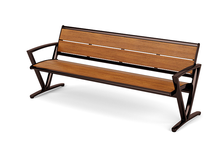 Seascape 6' Bench with Back Portable - Triangular Arms - Texacraft