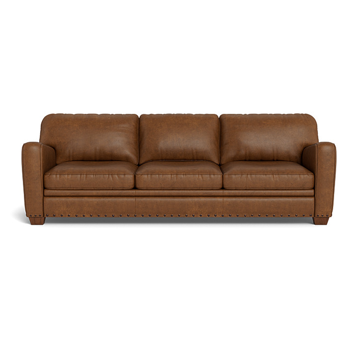 3 Seat Leather Estate Sofa, Semi Aniline Leather Sofa