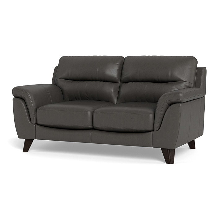 2 Seat Graphite Leather Skylar Sofa, Marcello Leather Sofa