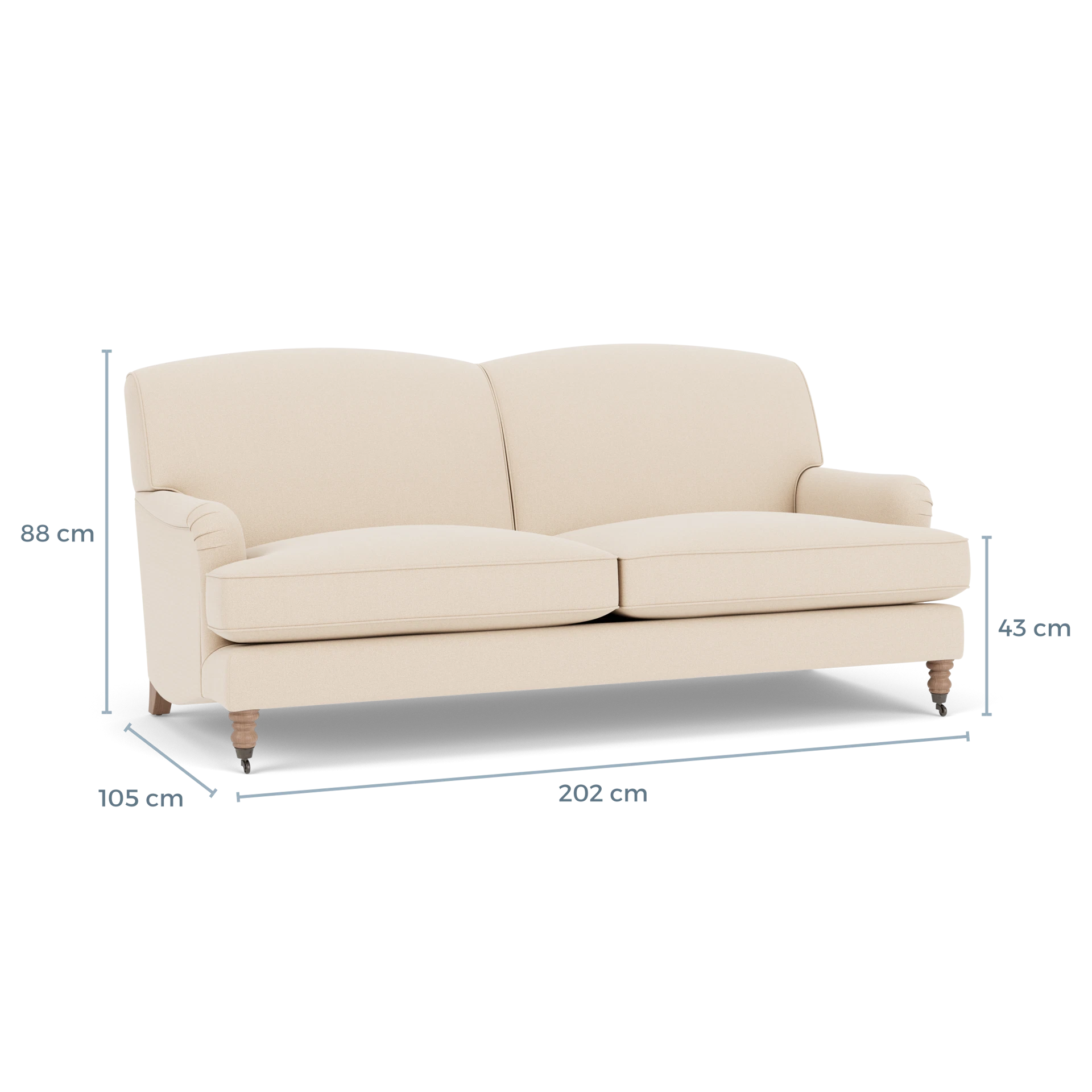Product displayed with visual interface of dimensions