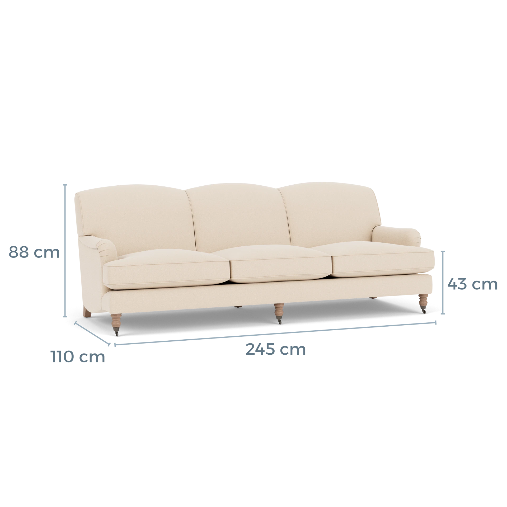 Product displayed with visual interface of dimensions