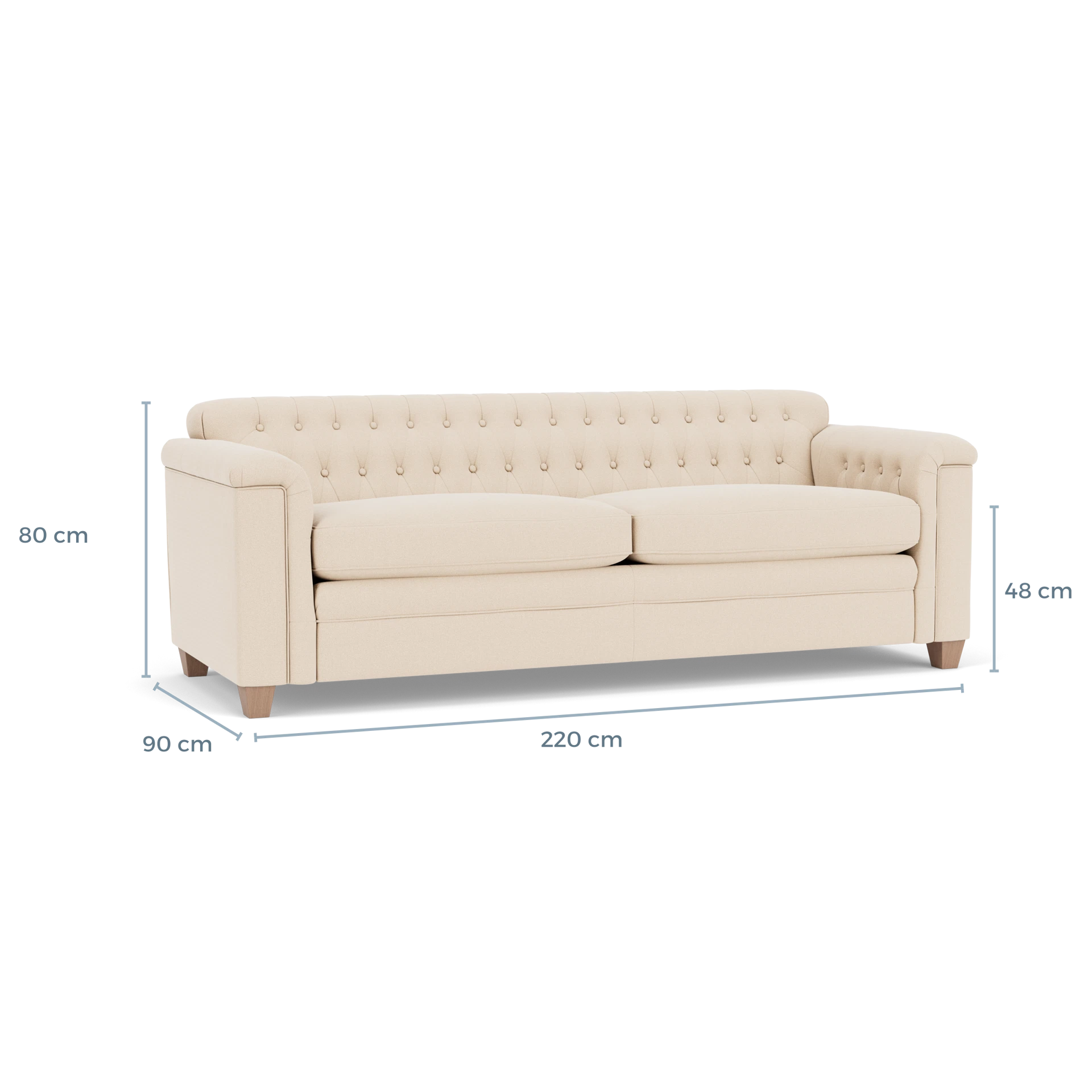 Product displayed with visual interface of dimensions