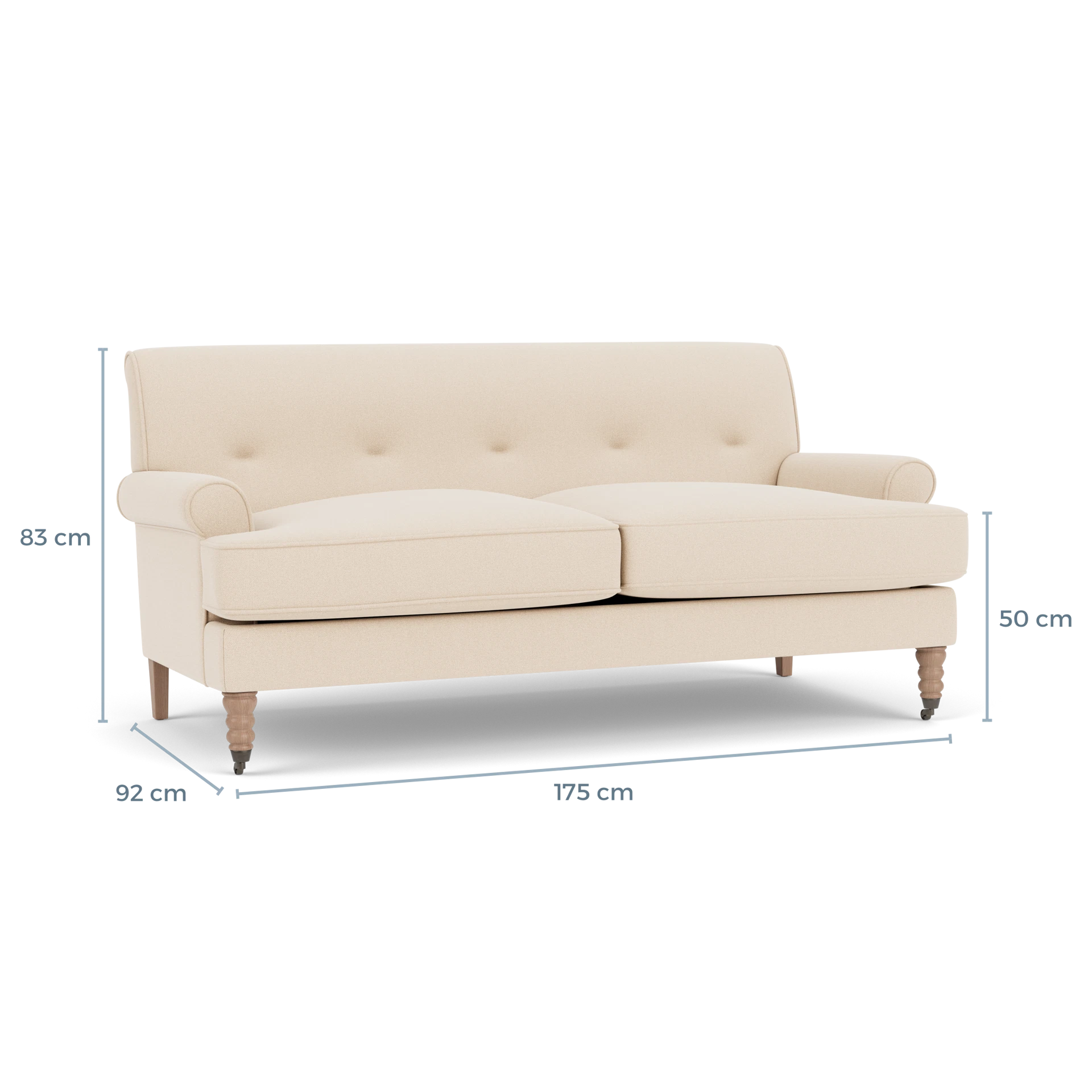 Product displayed with visual interface of dimensions