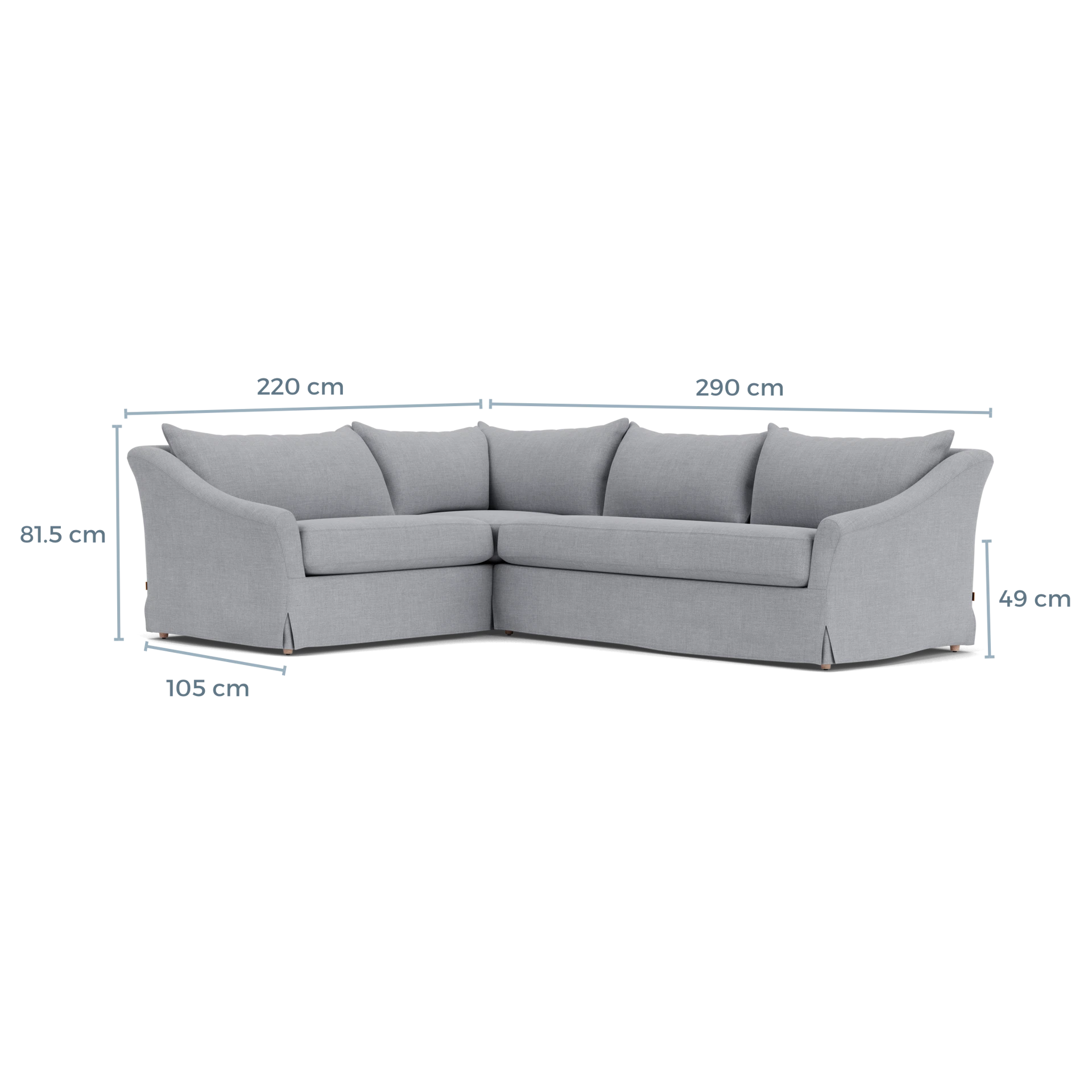 Product displayed with visual interface of dimensions
