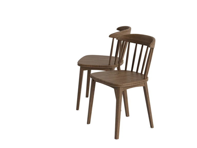 Pair of Drummer Kitchen Chairs in Whitewashed Oak Oak Dining