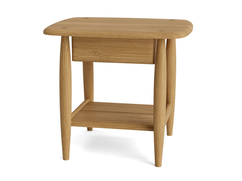 Steady Eddie Side Table with Drawer in Light Oak | Oak Side Table