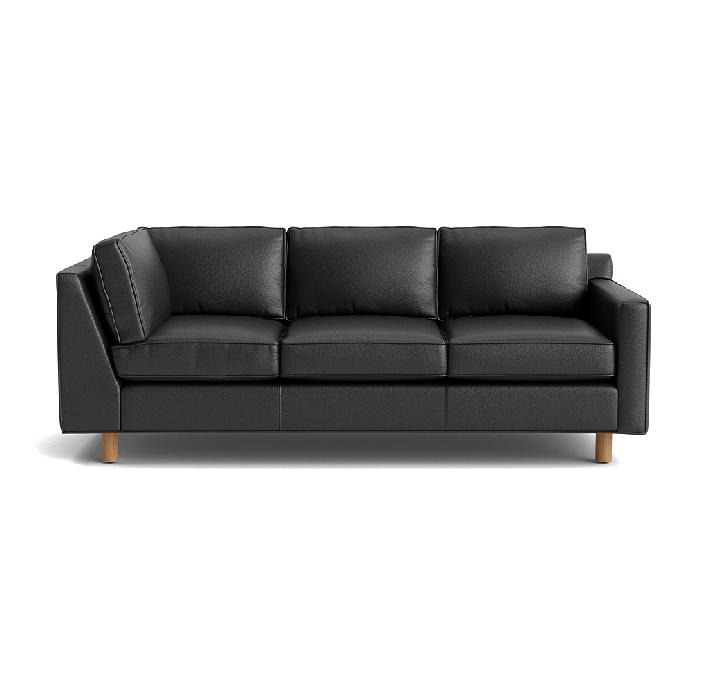 hunter studio leather right arm return sofa with welt
