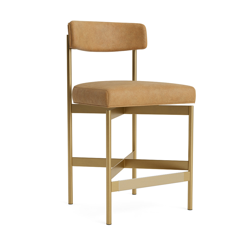 brass and leather counter stools