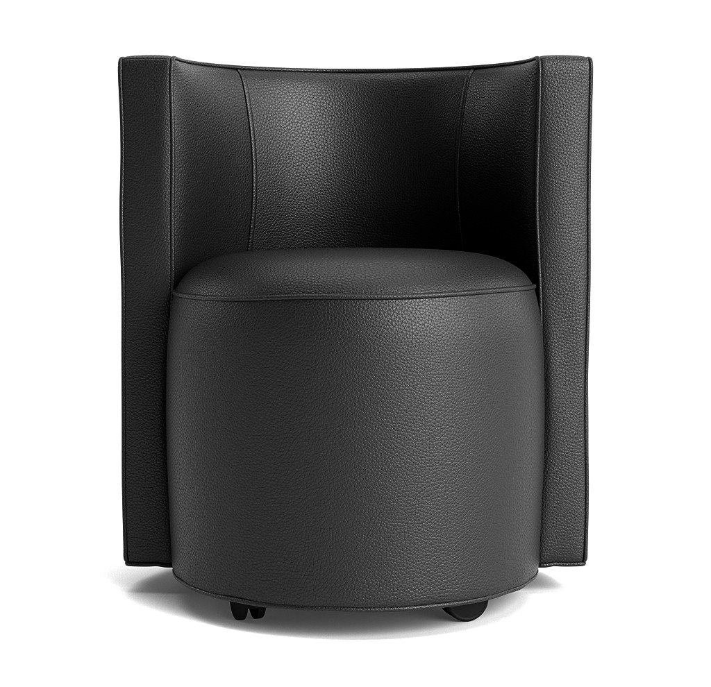 poppy leather dining chair with casters and welt