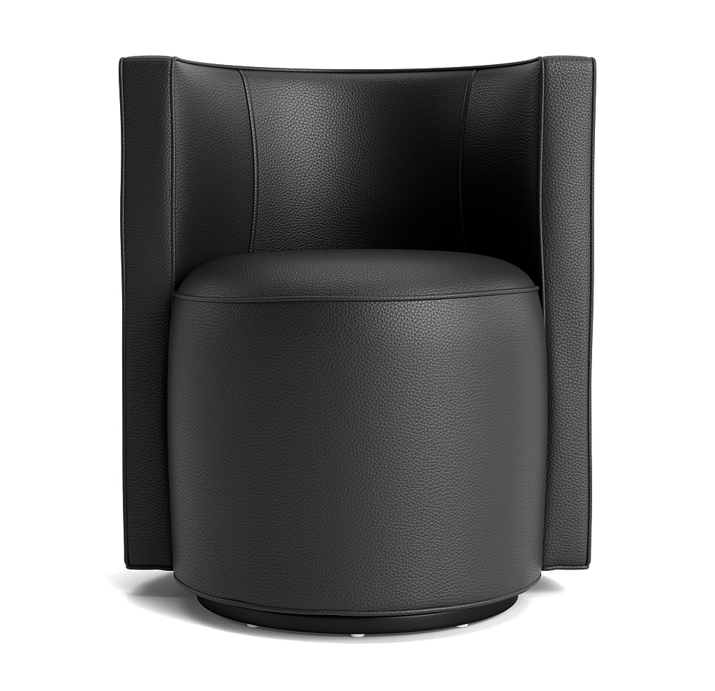 poppy leather swivel chair with welt