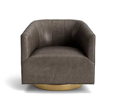 Cooper Leather Channel Tufted Full Swivel Chair