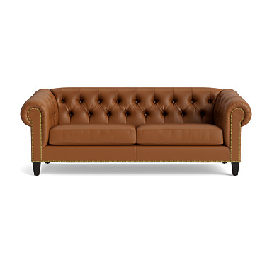 Addison Leather Sofa With Nailhead, Leather Sofa With Nailheads