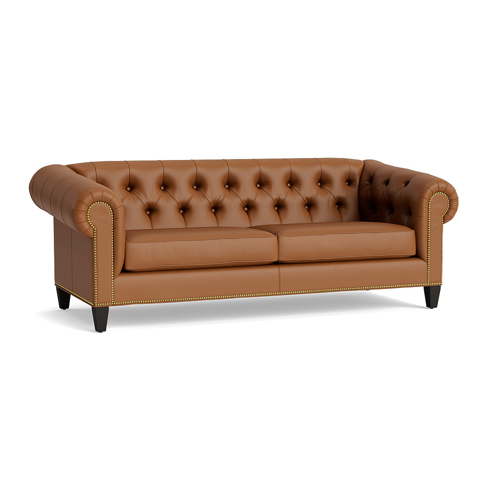 Addison Leather Sofa With Nailhead, Nailhead Leather Couch