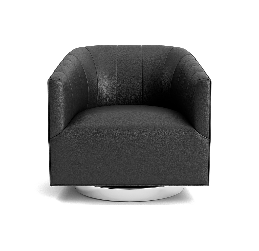 cooper leather channel tufted full swivel chair